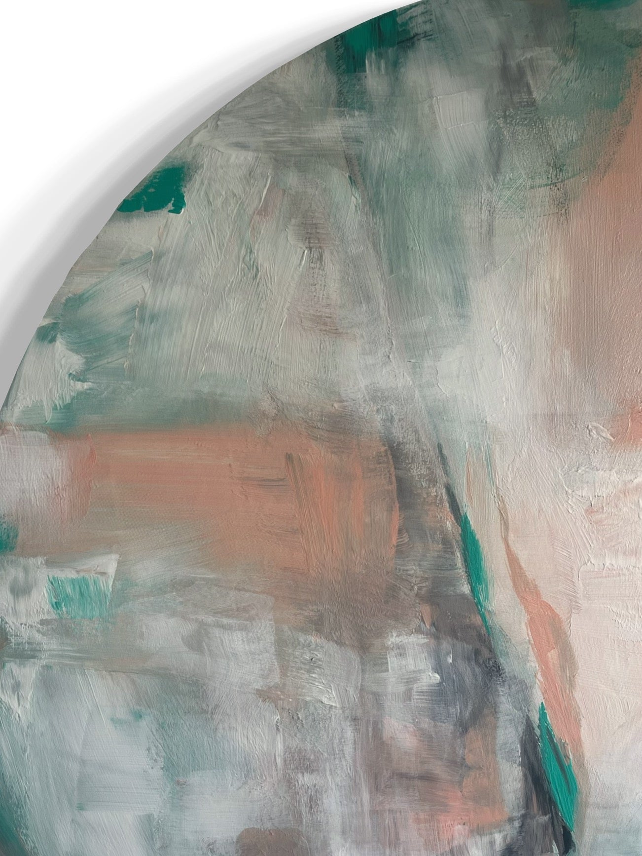 Original hand painted pastel artwork on canvas, featuring soft, flowing colours in gentle pinks, blues and whites. The abstract composition evokes a serene, dream-like atmosphere, with smooth gradients and subtle transitions that create a sense of calm and tranquility close-up.