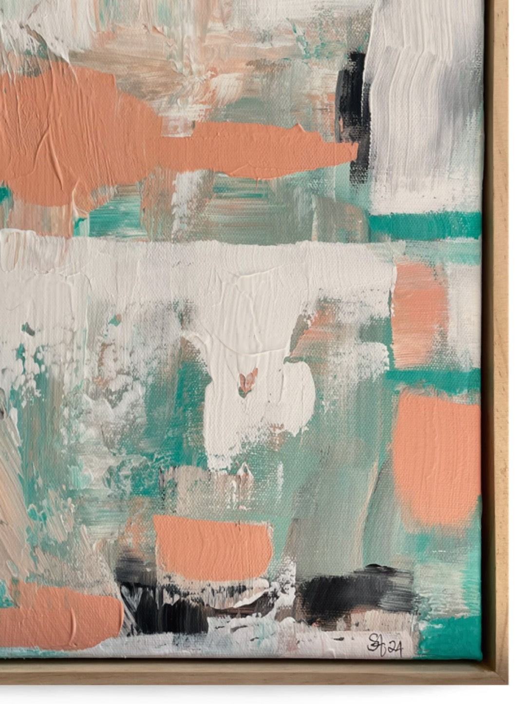 Pastel 1 from the pastel collection is an original hand painted pastel artwork on canvas, featuring soft, flowing colours in gentle pastel pink/orange, blues and whites. The abstract composition evokes a serene, dream-like atmosphere, with smooth gradients and subtle transitions that create a sense of calm, flowing on from the artwork A pastel dream.
