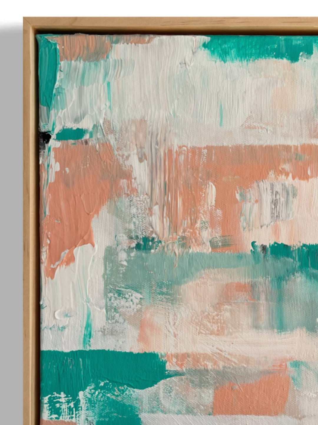 Pastel 2 from the pastel collection is an original hand painted pastel artwork on canvas, featuring soft, flowing colours in gentle pastel pink/orange, blue and white tones. The abstract composition evokes a serene, dream-like atmosphere, with smooth gradients and subtle transitions that create a sense of calm, flowing on from the artwork A pastel dream.