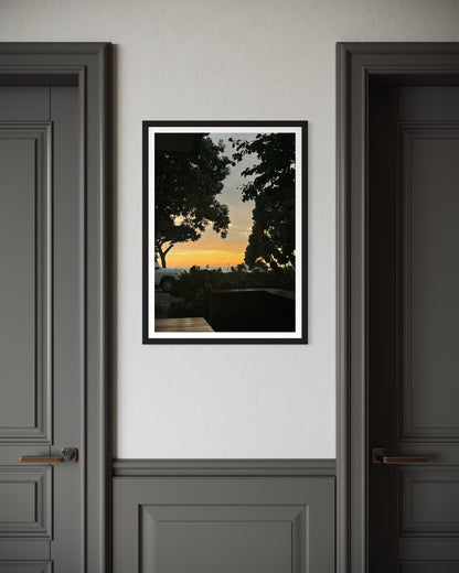 High quality print of a photograph capturing the local Torquay sunrise. The vibrant scene evokes the beauty and calm of the costal life. Printed on premium material for a sophisticated finish.